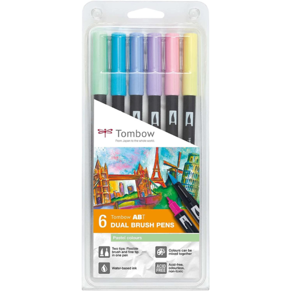 Tombow ABT Dual Brush Pen - Pastel (Pack of 6)