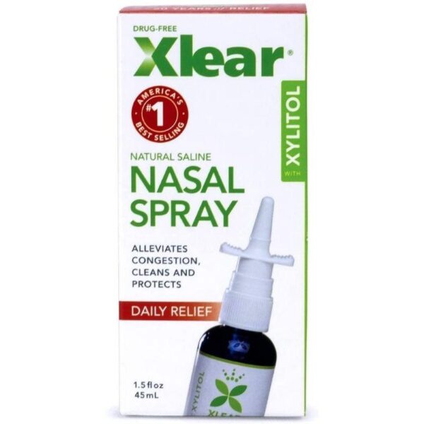 Xlear Nasal Spray with Xylitol, All-Natural Saline Nasal Spray for Sinus Rinse & Sinus Relief 1.5 fl oz (4 Pack)