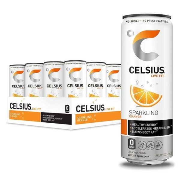 Sparkling Orange Fitness Drink, Zero Sugar, 12oz. Slim Can (Pack of 12)